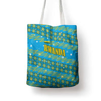 Rwanda Christmas Tote Bag with Blue-Yellow Pattern, Festive Geometric Motifs, and Bold Typography - Wonder Print Shop