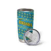 Rwanda Christmas Tumbler Cup with Blue-Yellow Pattern, Festive Geometric Motifs, and Bold Typography - Wonder Print Shop
