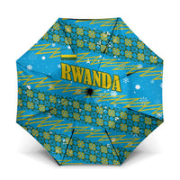 Rwanda Christmas Umbrella with Blue-Yellow Pattern, Festive Geometric Motifs, and Bold Typography - Wonder Print Shop