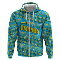 Rwanda Christmas Zip Hoodie with Blue-Yellow Pattern, Festive Geometric Motifs, and Bold Typography - Wonder Print Shop