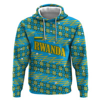Rwanda Christmas Zip Hoodie with Blue-Yellow Pattern, Festive Geometric Motifs, and Bold Typography - Wonder Print Shop