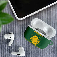 Rwanda Christmas AirPods Case with Green-Yellow Pattern, National Emblem, and Radiant Sun Motif - Wonder Print Shop