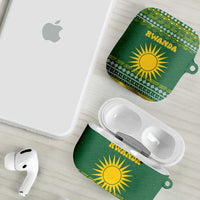 Rwanda Christmas AirPods Case with Green-Yellow Pattern, National Emblem, and Radiant Sun Motif - Wonder Print Shop