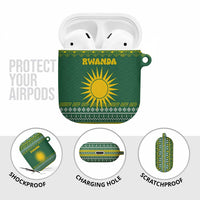 Rwanda Christmas AirPods Case with Green-Yellow Pattern, National Emblem, and Radiant Sun Motif - Wonder Print Shop