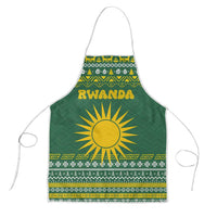 Rwanda Christmas Apron with Green-Yellow Pattern, National Emblem, and Radiant Sun Motif - Wonder Print Shop