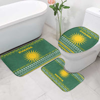 Rwanda Christmas Bathroom Set with Green-Yellow Pattern, National Emblem, and Radiant Sun Motif - Wonder Print Shop