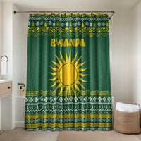 Rwanda Christmas Bathroom Set with Green-Yellow Pattern, National Emblem, and Radiant Sun Motif - Wonder Print Shop