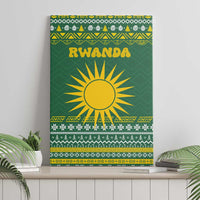 Rwanda Christmas Canvas Wall Art with Green-Yellow Pattern, National Emblem, and Radiant Sun Motif - Wonder Print Shop