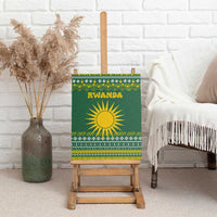 Rwanda Christmas Canvas Wall Art with Green-Yellow Pattern, National Emblem, and Radiant Sun Motif - Wonder Print Shop