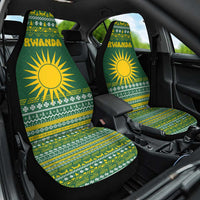 Rwanda Christmas Car Seat Cover with Green-Yellow Pattern, National Emblem, and Radiant Sun Motif - Wonder Print Shop