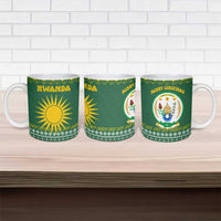 Rwanda Christmas Ceramic Mug with Green-Yellow Pattern, National Emblem, and Radiant Sun Motif - Wonder Print Shop