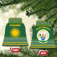 Rwanda Christmas Ceramic Ornament with Green-Yellow Pattern, National Emblem, and Radiant Sun Motif - Wonder Print Shop