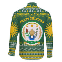 Rwanda Christmas Family Matching Summer Maxi Dress and Hawaiian Shirt with Green-Yellow Pattern, National Emblem, and Radiant Sun Motif - Wonder Print Shop