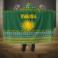 Rwanda Christmas Hooded Blanket with Green-Yellow Pattern, National Emblem, and Radiant Sun Motif - Wonder Print Shop