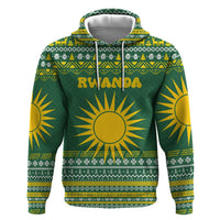 Rwanda Christmas Hoodie with Green-Yellow Pattern, National Emblem, and Radiant Sun Motif - Wonder Print Shop