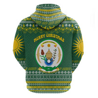 Rwanda Christmas Hoodie with Green-Yellow Pattern, National Emblem, and Radiant Sun Motif - Wonder Print Shop