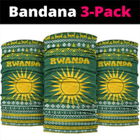 Rwanda Christmas Neck Gaiter with Green-Yellow Pattern, National Emblem, and Radiant Sun Motif - Wonder Print Shop