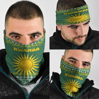 Rwanda Christmas Neck Gaiter with Green-Yellow Pattern, National Emblem, and Radiant Sun Motif - Wonder Print Shop