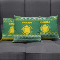 Rwanda Christmas Pillow Cover with Green-Yellow Pattern, National Emblem, and Radiant Sun Motif - Wonder Print Shop