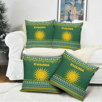 Rwanda Christmas Pillow Cover with Green-Yellow Pattern, National Emblem, and Radiant Sun Motif - Wonder Print Shop