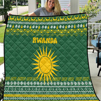 Rwanda Christmas Quilt with Green-Yellow Pattern, National Emblem, and Radiant Sun Motif - Wonder Print Shop