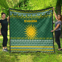 Rwanda Christmas Quilt with Green-Yellow Pattern, National Emblem, and Radiant Sun Motif - Wonder Print Shop