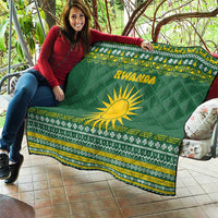 Rwanda Christmas Quilt with Green-Yellow Pattern, National Emblem, and Radiant Sun Motif - Wonder Print Shop