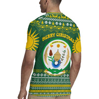 Rwanda Christmas Rugby Jersey with Green-Yellow Pattern, National Emblem, and Radiant Sun Motif - Wonder Print Shop