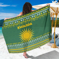 Rwanda Christmas Sarong with Green-Yellow Pattern, National Emblem, and Radiant Sun Motif - Wonder Print Shop
