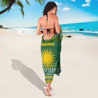 Rwanda Christmas Sarong with Green-Yellow Pattern, National Emblem, and Radiant Sun Motif - Wonder Print Shop
