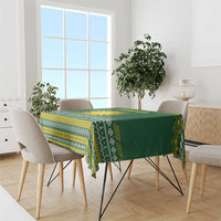 Rwanda Christmas Tablecloth with Green-Yellow Pattern, National Emblem, and Radiant Sun Motif - Wonder Print Shop