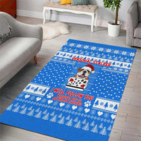 Christmas Stalker Bulldog Area Rug Xmas Holiday Patterns - Wonder Print Shop