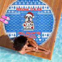Christmas Stalker Bulldog Beach Blanket Xmas Holiday Patterns - Wonder Print Shop