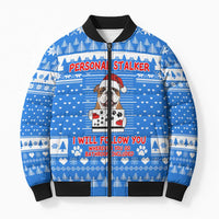 Christmas Stalker Bulldog Bomber Puffer Jacket Xmas Holiday Patterns - Wonder Print Shop
