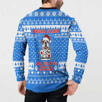 Christmas Stalker Bulldog Button Sweatshirt Xmas Holiday Patterns - Wonder Print Shop