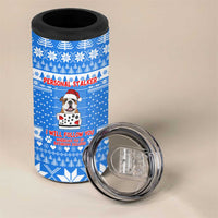 Christmas Stalker Bulldog 4 in 1 Can Cooler Tumbler Xmas Holiday Patterns - Wonder Print Shop
