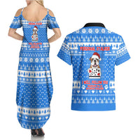 Christmas Stalker Bulldog Couples Matching Summer Maxi Dress and Hawaiian Shirt Xmas Holiday Patterns - Wonder Print Shop