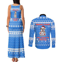 Christmas Stalker Bulldog Couples Matching Tank Maxi Dress and Long Sleeve Button Shirt Xmas Holiday Patterns - Wonder Print Shop
