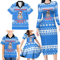 Christmas Stalker Bulldog Family Matching Long Sleeve Bodycon Dress and Hawaiian Shirt Xmas Holiday Patterns - Wonder Print Shop