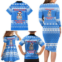 Christmas Stalker Bulldog Family Matching Long Sleeve Bodycon Dress and Hawaiian Shirt Xmas Holiday Patterns - Wonder Print Shop