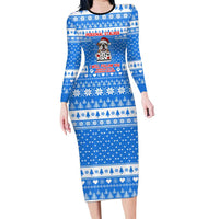 Christmas Stalker Bulldog Family Matching Long Sleeve Bodycon Dress and Hawaiian Shirt Xmas Holiday Patterns - Wonder Print Shop