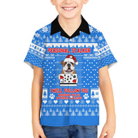 Christmas Stalker Bulldog Family Matching Off The Shoulder Long Sleeve Dress and Hawaiian Shirt Xmas Holiday Patterns - Wonder Print Shop