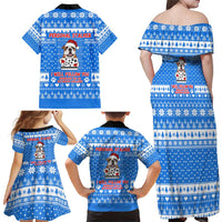 Christmas Stalker Bulldog Family Matching Off Shoulder Maxi Dress and Hawaiian Shirt Xmas Holiday Patterns - Wonder Print Shop