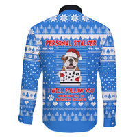 Christmas Stalker Bulldog Family Matching Off Shoulder Maxi Dress and Hawaiian Shirt Xmas Holiday Patterns - Wonder Print Shop