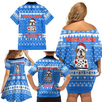 Christmas Stalker Bulldog Family Matching Off Shoulder Short Dress and Hawaiian Shirt Xmas Holiday Patterns - Wonder Print Shop