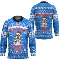 Christmas Stalker Bulldog Hockey Jersey Xmas Holiday Patterns - Wonder Print Shop