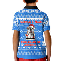 Christmas Stalker Bulldog Kid Polo Shirt Xmas Holiday Patterns - Wonder Print Shop