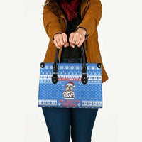 Christmas Stalker Bulldog Leather Bag Xmas Holiday Patterns - Wonder Print Shop