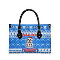 Christmas Stalker Bulldog Leather Bag Xmas Holiday Patterns - Wonder Print Shop