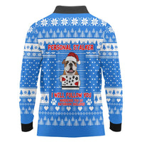 Christmas Stalker Bulldog Long Sleeve Polo Shirt Xmas Holiday Patterns - Wonder Print Shop